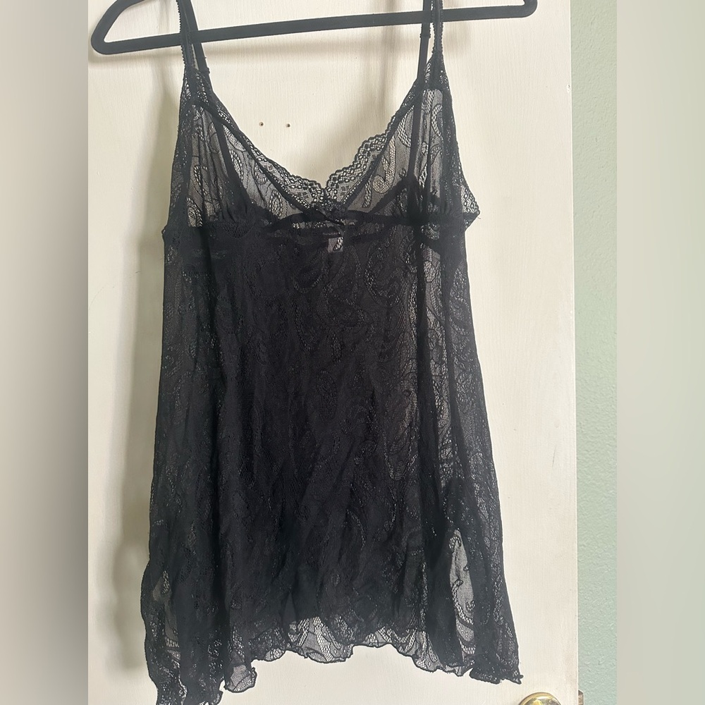 Cosabella Size L Black Sheer Floral Lace Lingerie/nightgown